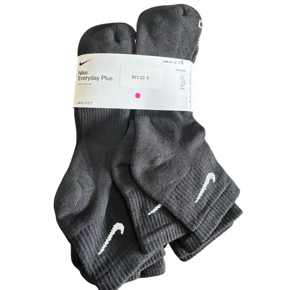 Nike 6 Pack Everyday Plus Ankle XL Black - Picture 1 of 2